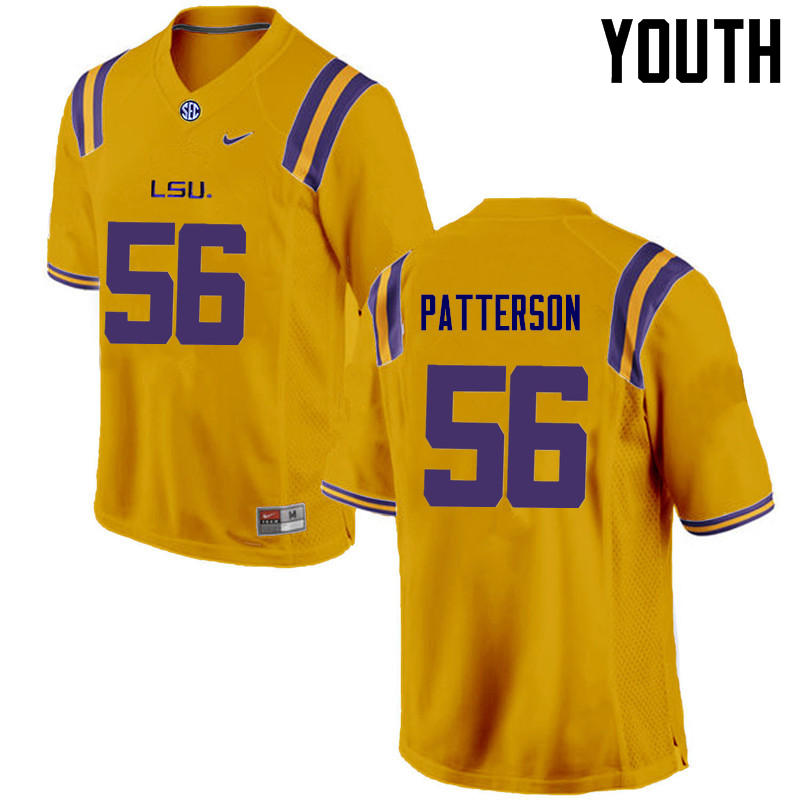 Youth LSU Tigers #56 M.J. Patterson College Football Jerseys Game-Gold - Click Image to Close